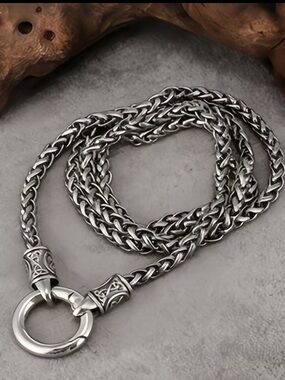 925 STERLING SILVER PLATE 24” DRAGON BONE NECKLACE GREAT FOR MALE OR FRMALE